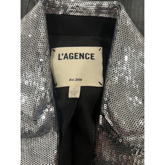 L' AGENCE Clementine Sequin Lapel Ponte Blazer - Picture 5 of 8
